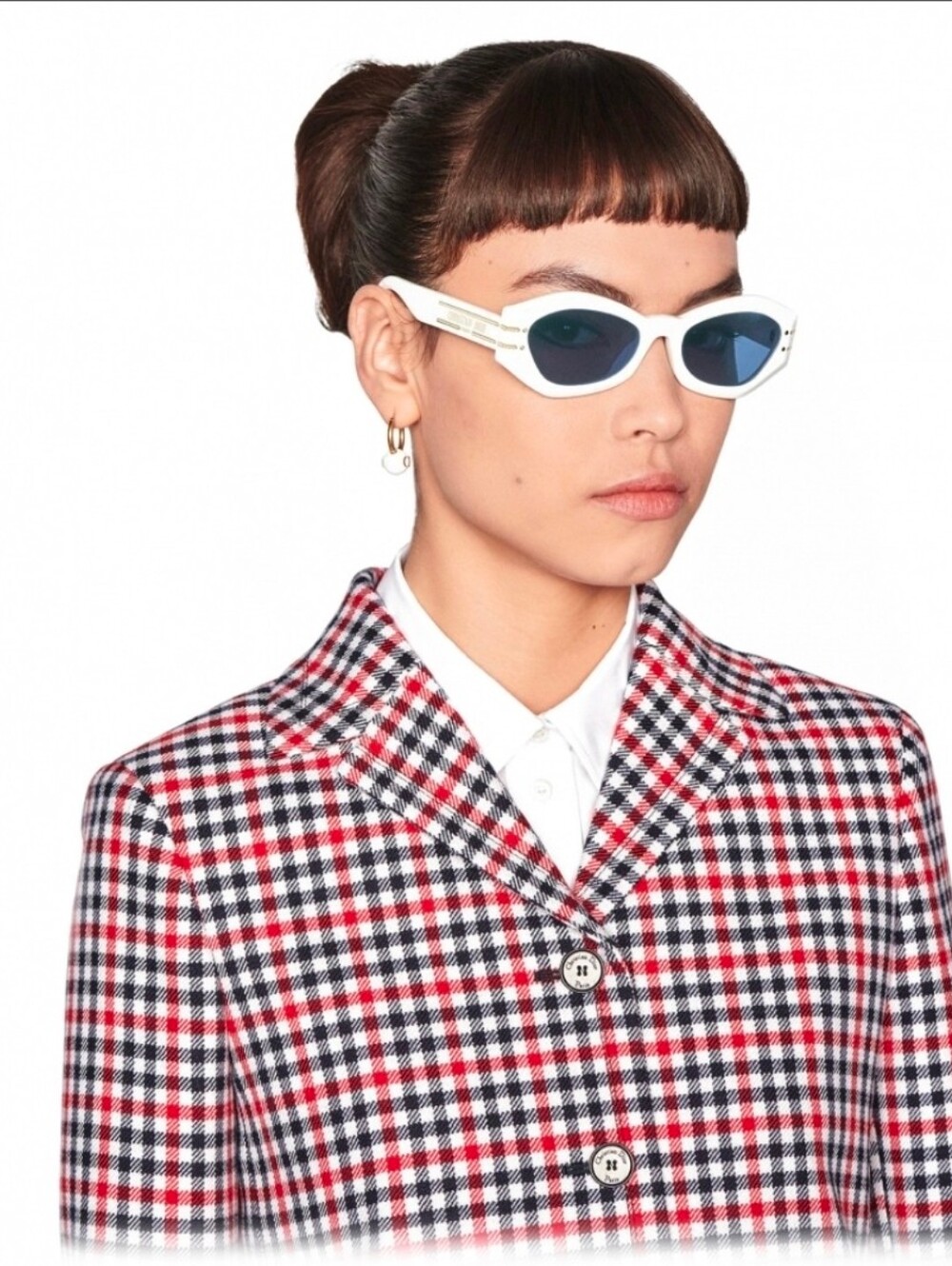 Dior White Oval Sunglasses with Dark Lenses